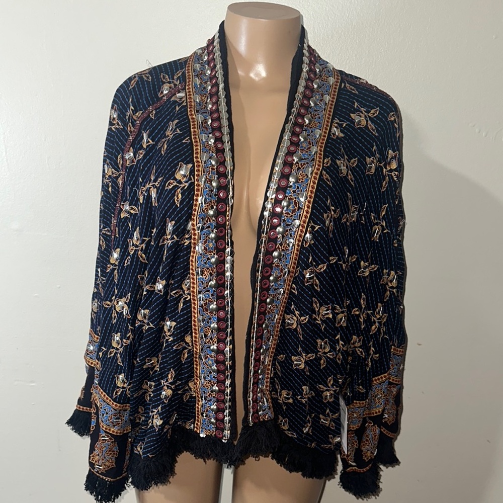 Free People Elegant Black and Gold Shawl